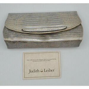 Vintage Judith Leiber Metallic Lizard Crystal Grannycore Eyeglass Case